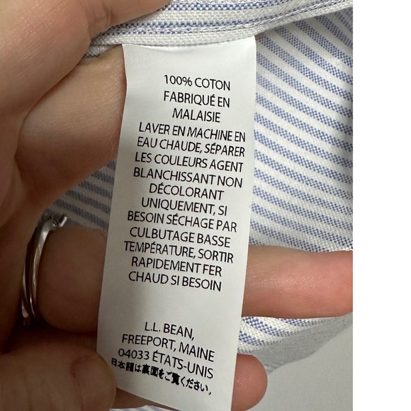 L.L.Bean Mens Striped Button Down Shirt Long Sleeve Wrinkle Resistant 15 1/2-35 - Picture 3 of 4